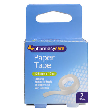 Pharmacy Care Paper Tape Rolls First Aid Wound Dressings 12.5Mm x 10M 2 Pack