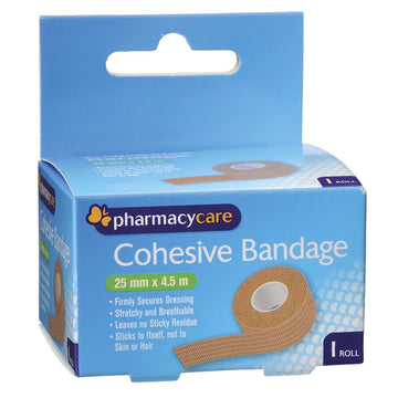 Pharmacy Care Cohesive Bandages Roll Stretchable Wound Dressings 25Mm x 4.5M