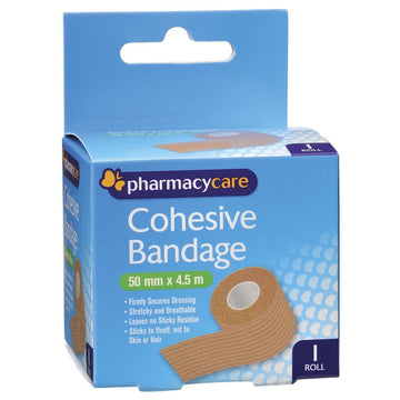 Pharmacy Care Cohesive Bandages Roll Stretchable Wound Dressings 50Mm x 4.5M