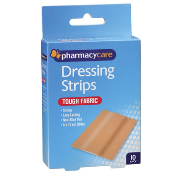 Pharmacy Care Fabric Dressing Strip 10 Pack Wound Cover First Aid Bandage 8X10Cm