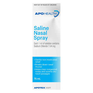 ApoHealth Saline Nasal Spray Decongestant Blocked Runny Nose Sinus Relief 75mL
