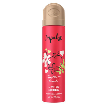 Impulse Body Spray Aerosol Deodorant Instant Crush 57g Perfume Odour Protection