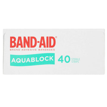 Band-Aid Waterproof Aquablock Sterile Strips Plasters Bandage Dressings 40 Pack