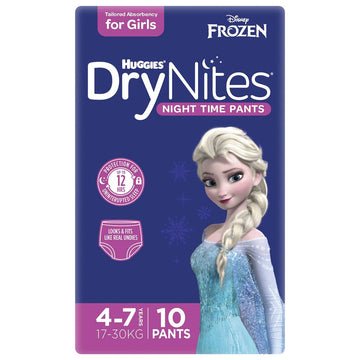 Huggies Dry Nites Night Time Pants 4-7 Years Girls Disposable Nappies 10 Pack