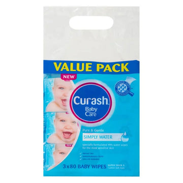 Curash Babycare Simply Water Wet Wipes Baby Newborns Sensitive Skin Care 3 Pack