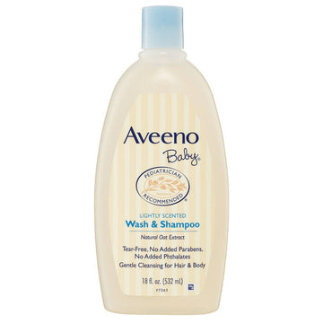 Aveeno Baby Wash & Shampoo 532mL Lightly Scented Moisture Natural Oat Extract