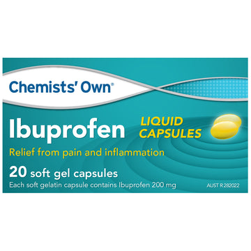 Chemists Own Ibuprofen Pain & Inflammation Fever Relief 200mg 20 Liquid Capsules