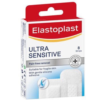 Elastoplast Ultra Sensitive Pain-Free Removal Bandages Strips Plaster 8 Pack