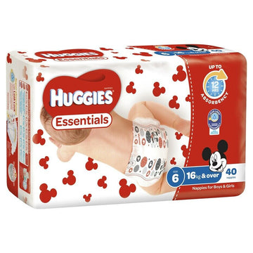 Huggies Essentials Unisex Nappies Size 6 Junior 16+Kg Baby Diapers Nappy 40 Pack