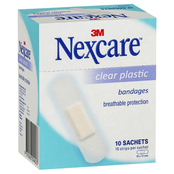 Nexcare Clear Strips 10 Pack Sachets Wound Bandage Plastic Plasters First Aid