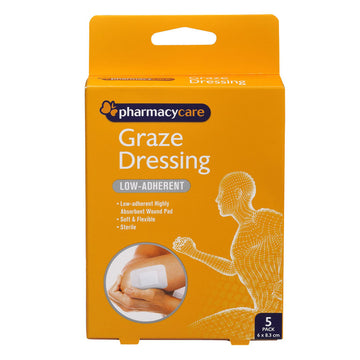 Pharmacy Care Graze Dressing 5 Pack Low Adherent Absorbent Wound Pad First Aid