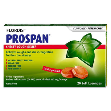 Prospan Chesty Cough Relief Ivy Leaf Soft Lozenges Non Drowsy Sugar Free 20 Pack