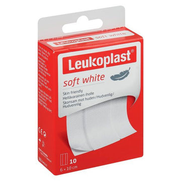 Leukoplast Soft White Plaster Bandages Sheet Pads Dressings 6 x 10Cm 10 Pack