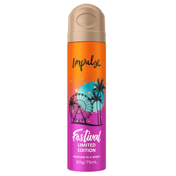 Impulse Deodorant Festival Summer 75mL Aerosol Perfume Body Spray Odour Protect