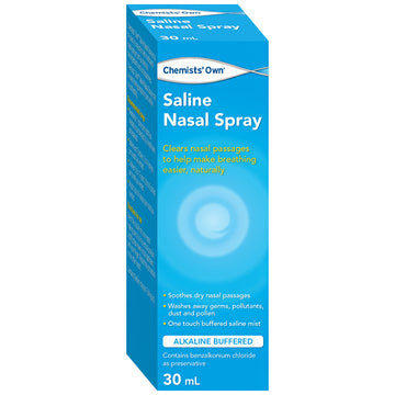 Chemists' Own Saline Nasal Spray Clear Nose Sinus Passage Congestion Relief 30mL