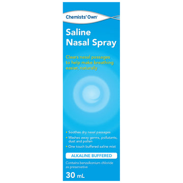 Chemists' Own Saline Nasal Spray Clear Nose Sinus Passage Congestion Relief 30mL