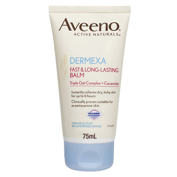 Aveeno Dermexa Fast Long Lasting Balm Tripe Oat Complex Ceramides Dry Skin 75Ml