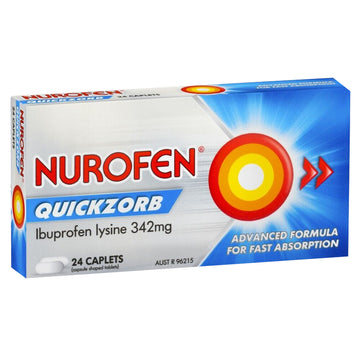 Nurofen Ibuprofen Quickzorb Muscular Pain Headache Migraine Relief 24 Caplets