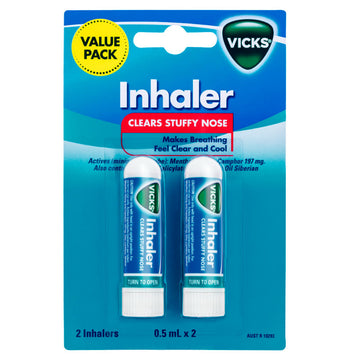 Vicks Inhaler Nasal Decongestant 2 Pack Blocked Nose Congestion Natural Relief