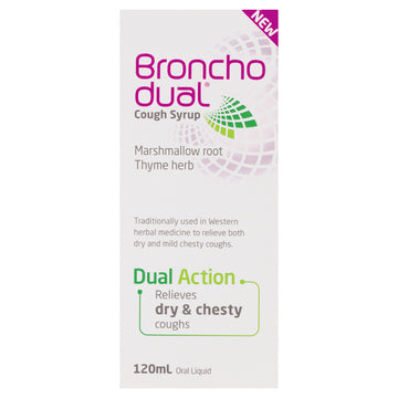 Bronchodual Cough Syrup Dual Action Relieves Dry Chesty Coughs Oral Liquid 120mL