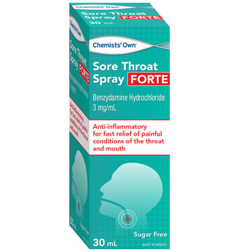 Chemists Own Sore Throat Spray Forte Anti-Inflammatory Relief Sugar Free 30mL