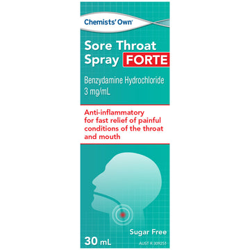 Chemists Own Sore Throat Spray Forte Anti-Inflammatory Relief Sugar Free 30mL