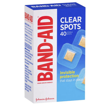 Band-Aid Clear Spots Strips Plasters Pad Adhesive Bandages Dressings 40 Pack