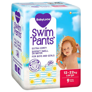 Babylove Swim Pants Large 12-22Kg Unisex Disposable Nappies Nappy Pads 9 Pack
