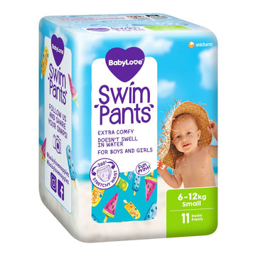 Babylove Swim Pants Small 6-12Kg Unisex Disposable Nappies Nappy Pads 11 Pack