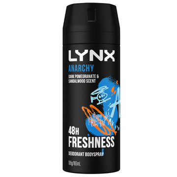 Lynx Deodorant Body Spray Aerosol Anarchy 165mL 48h Odour Men Sweat Protection