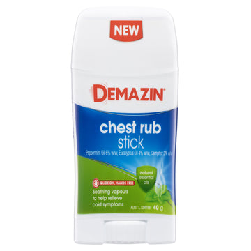Demazin Colds Nasal Decongestant Vaporising Ointment Relief Chest Rub Stick 40g