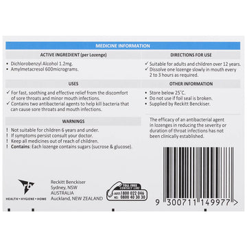 Strepsils Menthol & Mint 16 Lozenges Soothes Sore Throat Pain Relief Treatment