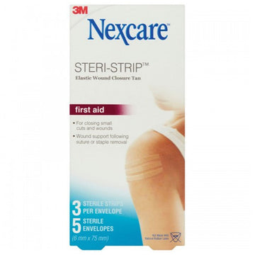 Nexcare Steri-Strip Elastic Wound Closure Tan Tape First Aid 5 Pack 6Mmx75Mm