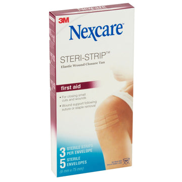 Nexcare Steri-Strip Elastic Wound Closure Tan Tape First Aid 5 Pack 6Mmx75Mm