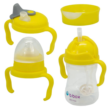 B.box Transition Training Spout Sippy Cup Set Toddler Bottle Lemon Value Pack