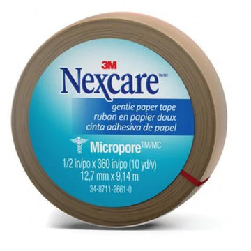 Nexcare Micropore Paper Tape Tan 12.5Mm Adhesive Gentle Latex Free First Aid