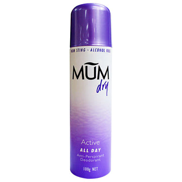 Mum Dry Active All Day Antiperspirant Deodorant Odour Protect Aerosol Spray 100g