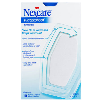 Nexcare Waterproof Plastic Large Strip 10 Pack Wound Bandages Plaster First Aid