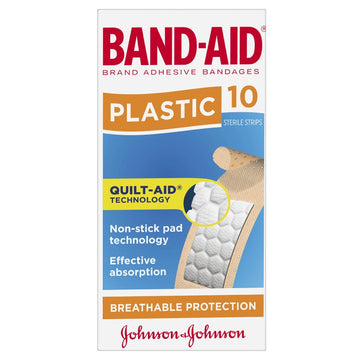 Band-Aid Plastic Strips Plaster Tape Adhesive Bandages Gauze Dressings 10 Pack