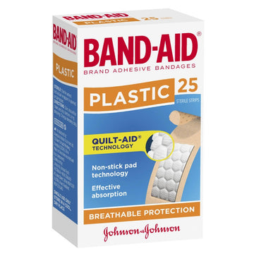 Band-Aid Plastic Strips Plaster Tape Adhesive Bandages Gauze Dressings 25 Pack