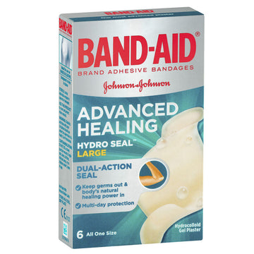 Band-Aid Advanced Healing Hydro Seal Gel Plasters Large Strips Dressings 6 Pack