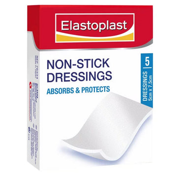 Elastoplast Non-Stick Dressings Plaster Tape Pad Wound Care 5Cm x 7.5Cm 5 Pack