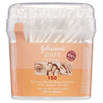 Johnson's Pure Cotton Buds Applicators with Paper Sticks 150 Pack