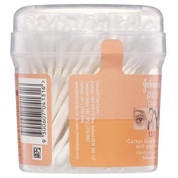 Johnson's Pure Cotton Bud Applicators With Paper Sticks Ear Swabs Tips 150 Pack