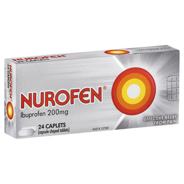 Nurofen Ibuprofen Caplets Body Pain Relief Headache Migraine Flu 200Mg 24 Pack
