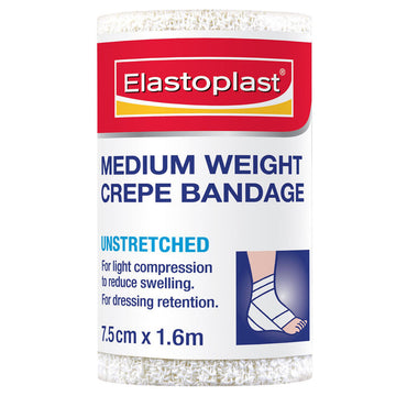 Elastoplast Medium Weight Crepe Bandage Roll Gauze Dressings White 7.5Cm x 1.6M