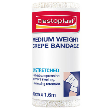 Elastoplast Medium Weight Crepe Bandage Roll Gauze Dressings White 10Cm x 1.6M