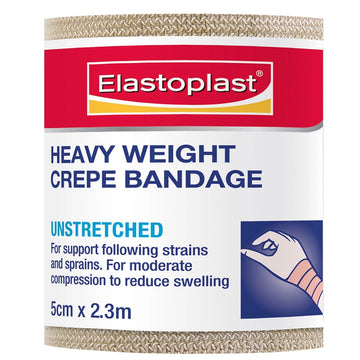 Elastoplast Heavy Weight Crepe Bandage Roll Gauze Tape Dressings Tan 5Cm x 2.3M