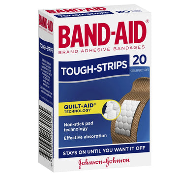 Band-Aid Tough Strips Sterile Fabric Plaster Adhesive Bandages Dressings 20 Pack