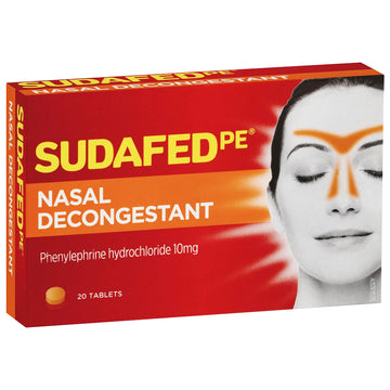 Sudafed PE Nasal Decongestant Tablets Runny Nose Treatment Non Drowsy 20 Tabs